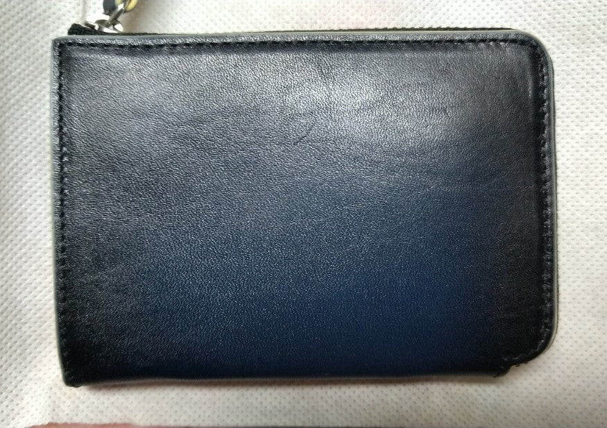 【訳アリ品】海外製／牛革／レザー／小銭入れ／コインケース／カードホルダー／箱入り／ネイビー／紺色／154002