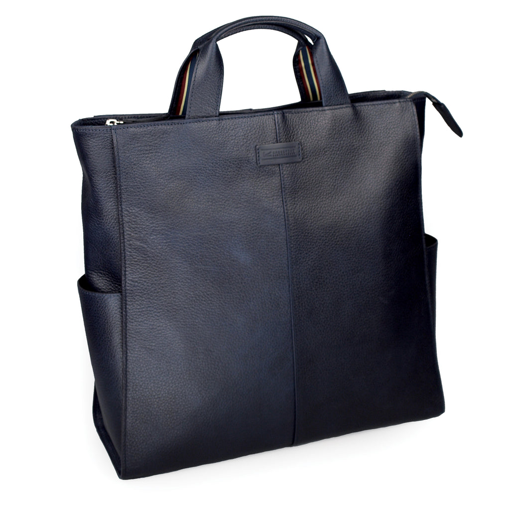 【訳アリ品】豊岡製／日本製／牛革／シュリンク／レザー／ビジネスバッグ／スクエア型／タテ型／四角／ネイビー／紺色／505064