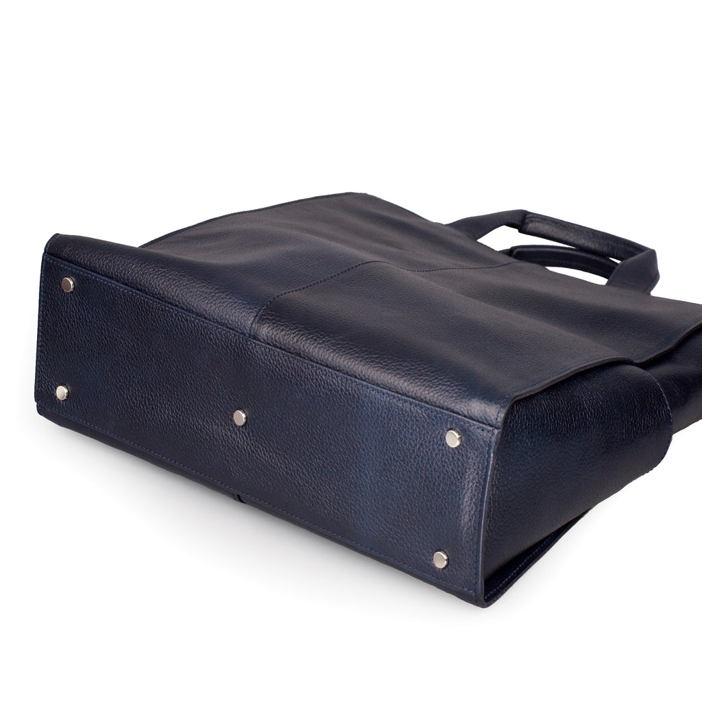 【訳アリ品】豊岡製／日本製／牛革／シュリンク／レザー／ビジネスバッグ／スクエア型／タテ型／四角／ネイビー／紺色／505064