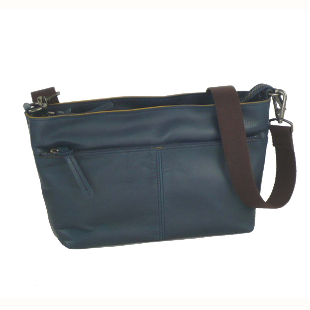 【訳アリ品】日本製／国産／馬革／レザー／軽い／ネイビー／紺色／ヨコ型／ショルダーバッグ／557133
