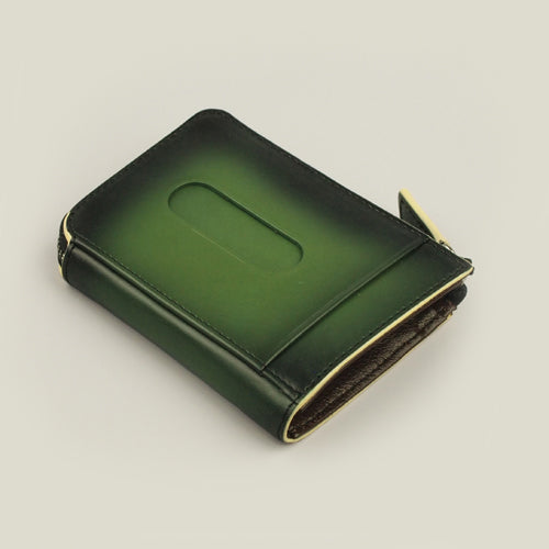 【訳アリ品】海外製／牛革／レザー／小銭入れ／コインケース／カードホルダー／箱入り／グリーン／緑色⓶／2025年ラッキーカラー／154002