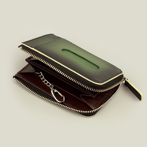 【訳アリ品】海外製／牛革／レザー／小銭入れ／コインケース／カードホルダー／箱入り／グリーン／緑色⓶／2025年ラッキーカラー／154002