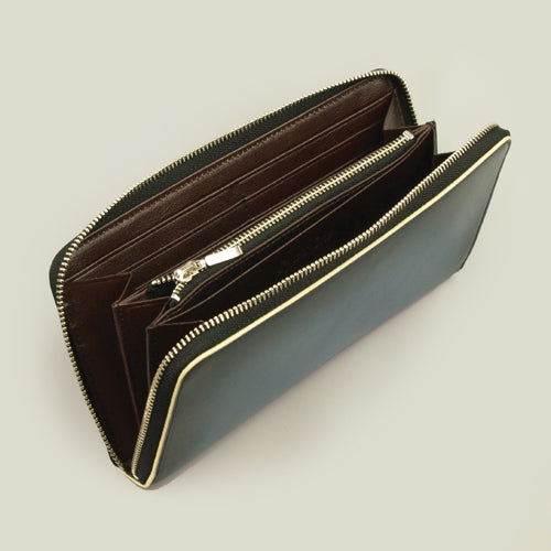 【EC限定】海外製／牛革／財布／長財布／ラウンド型／ロングウォレット／ネイビー／紺色／154005