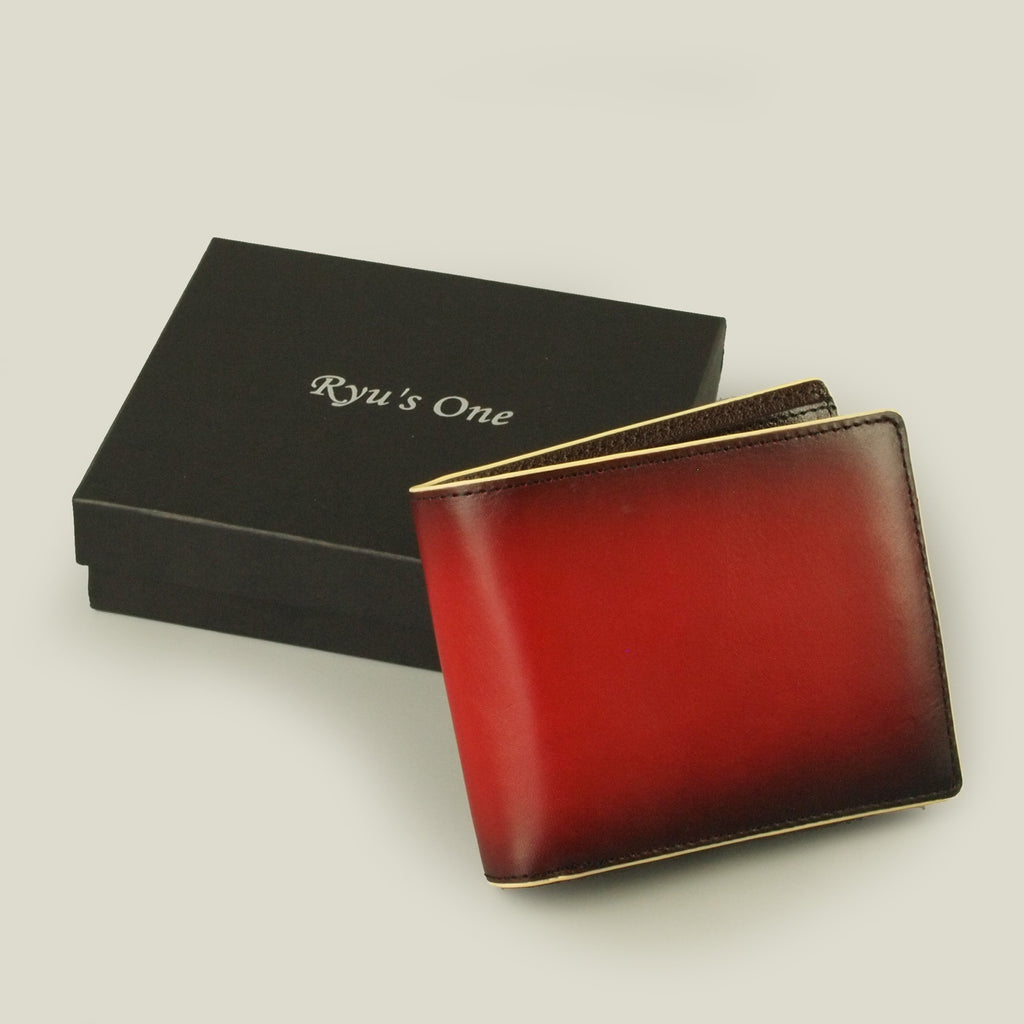 【残りわずか】二つ折り財布／海外製／牛革／厚め／カード入れ多／レッド／赤色／154003【売り切れ御免】